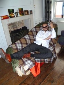 Chris taking the chaise longue view yesterday