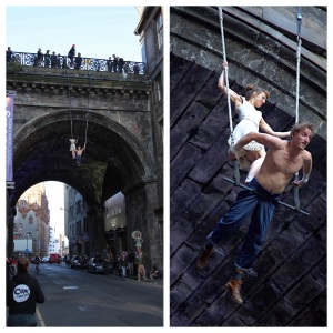 The dangling Dolls duo above the Cowgate (Photograph  by Garry Platt)