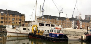 The Wibbley Wobbley was temporarily berthed in South Dock Marina, Rotherhithe(Photograph by Jody VandenBurg)